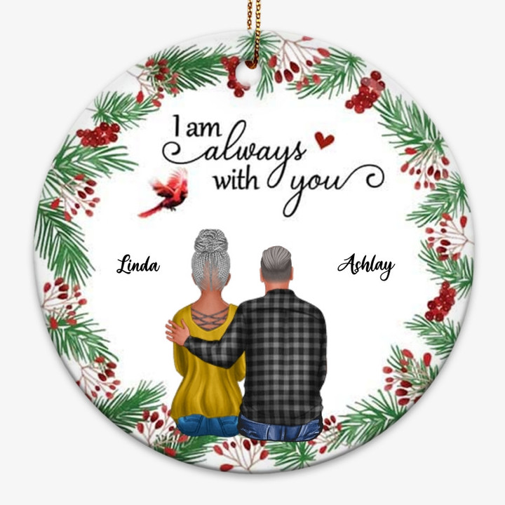 Holly Branch Memorial Personalized Circle Ornament