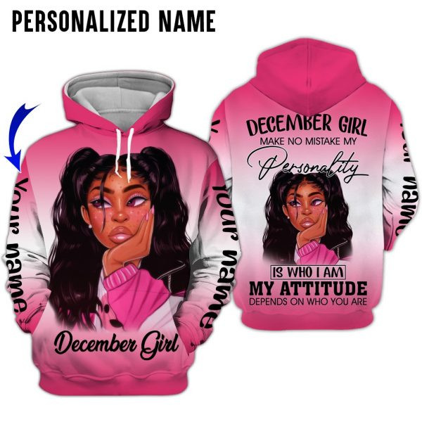 Personalized Name Black December Girl 3D All Over Printed Clothes NQHA200112