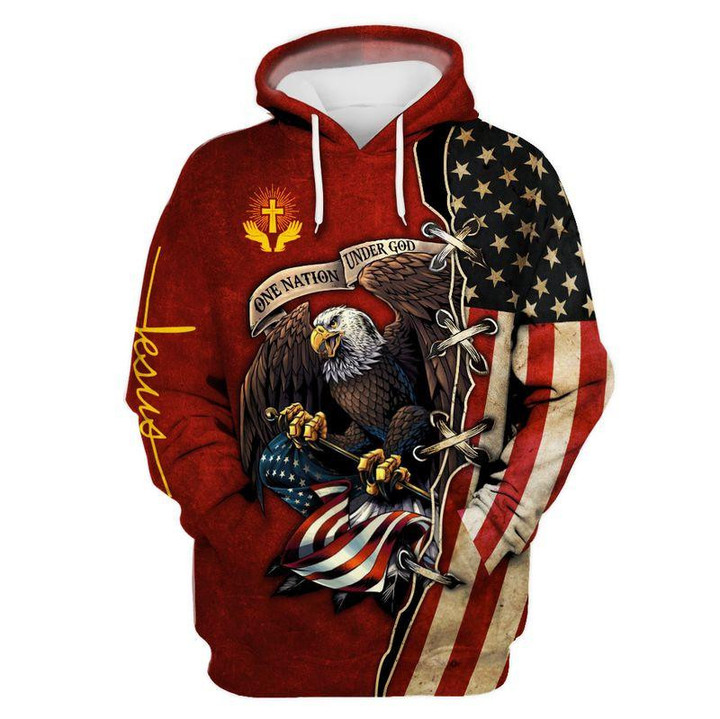One Nation Under God American Flag Eagle All Over Print Shirt