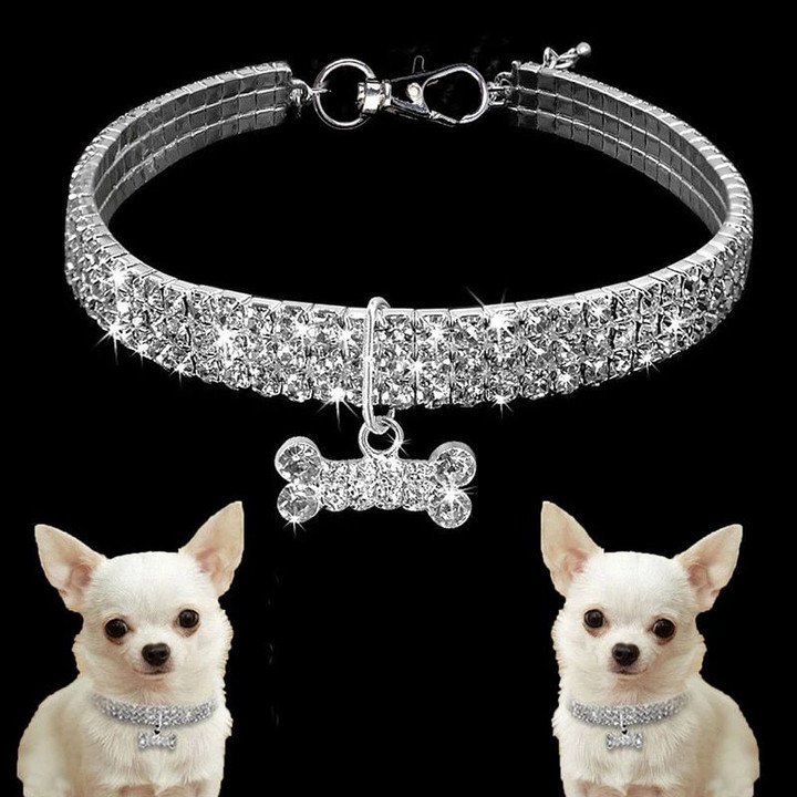 Bling Crystal Dog Collar Diamond Puppy Pet Shiny Full Rhinestone Necklace Collar Collars For Pet Little Dogs Supplies S/M/L