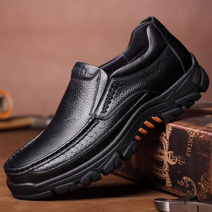 Genuine Leather Shoes Men Loafers Soft Cow Leather Casual Shoes Footwear Black Brown Slip-on