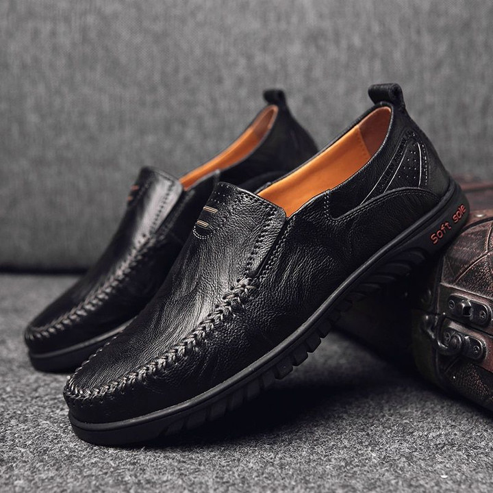 Genuine Leather Men Shoes Luxury Brand 2021 Casual Slip on Formal Loafers Men Moccasins Italian Black Male Driving Shoes JKPUDUN