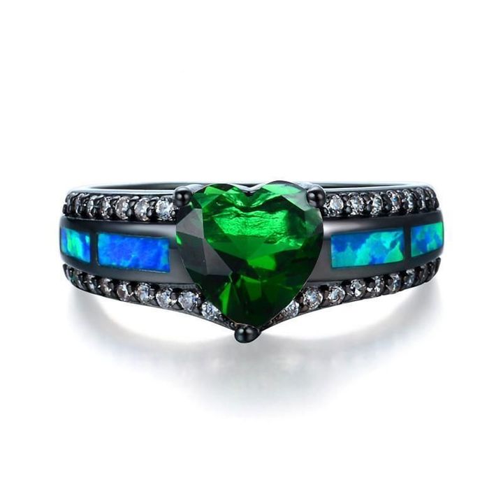 May Birthstone - Black "Gold-Filled" Heart Ring