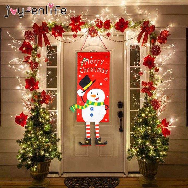 Merry Christmas Decorations For Home 2021 Ornaments Garland New Year Noel Porch Sign Xmas Door Decor Hanging Cloth navidad Gifts