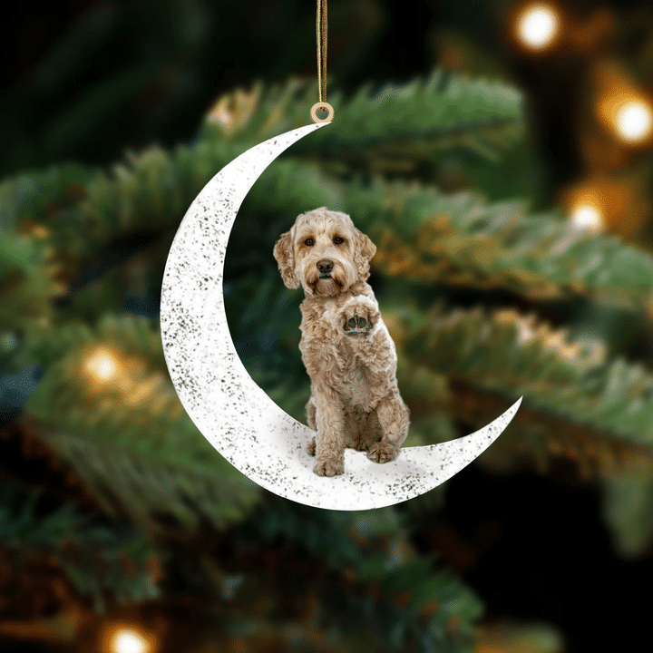 Labradoodle 4-Sit On The Moon-Two Sided Ornament