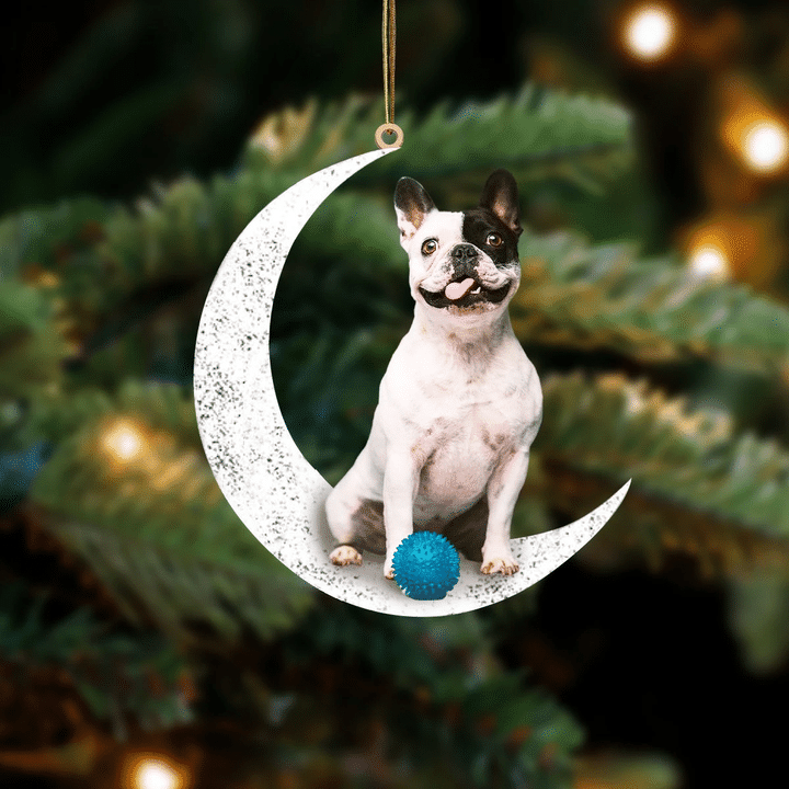 French Bulldog 3-Sit On The Moon-Two Sided Ornament