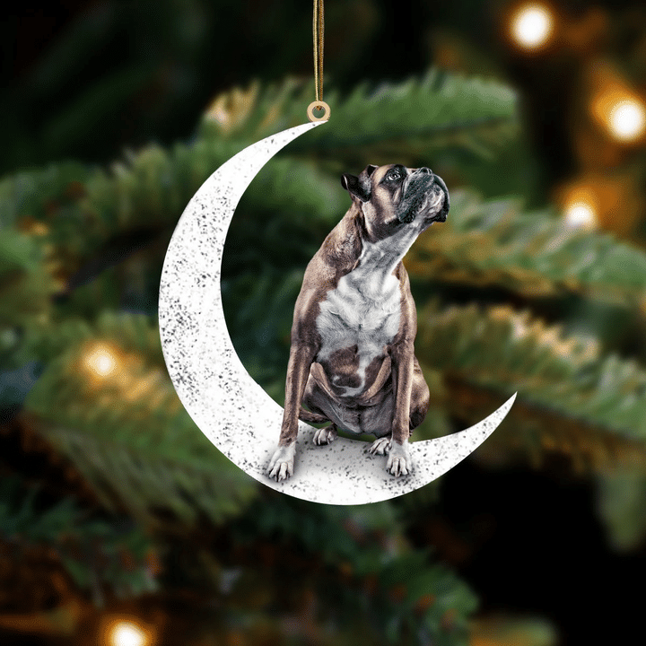 Boxer 2-Sit On The Moon-Two Sided Ornament