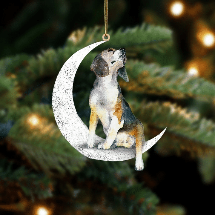 Beagle-Sit On The Moon-Two Sided Ornament