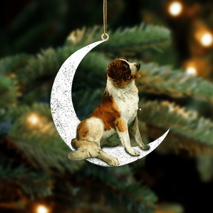 St Bernard-Sit On The Moon-Two Sided Ornament