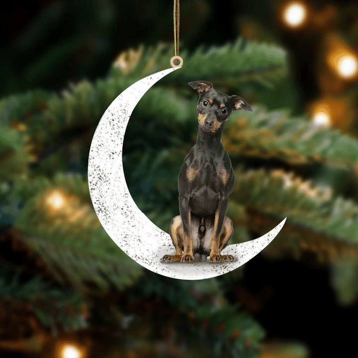 Miniature Pinscher 2-Sit On The Moon-Two Sided Ornament