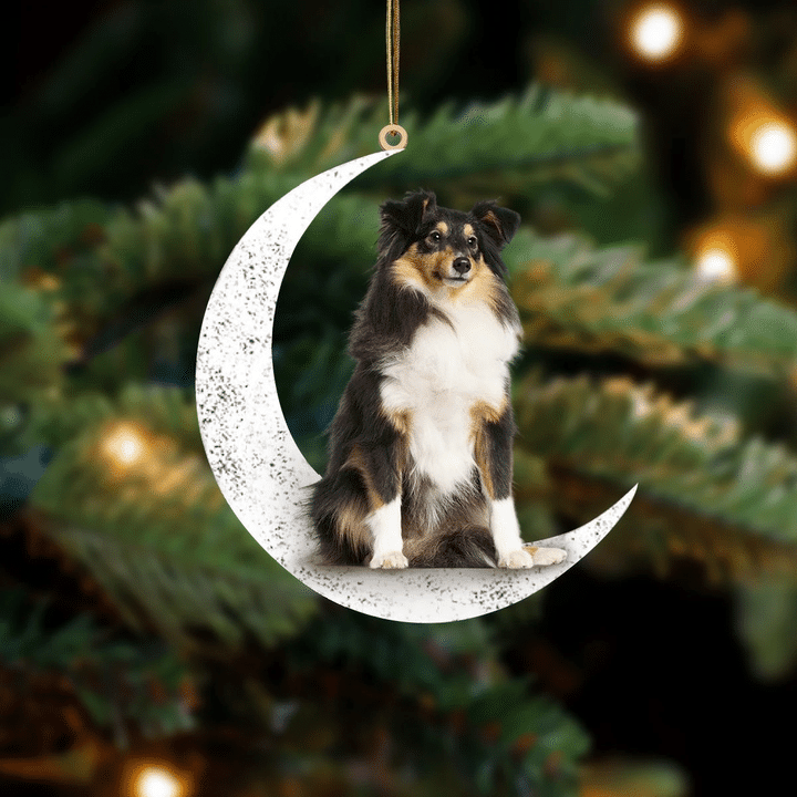Shetland Sheepdog 2-Sit On The Moon-Two Sided Ornament