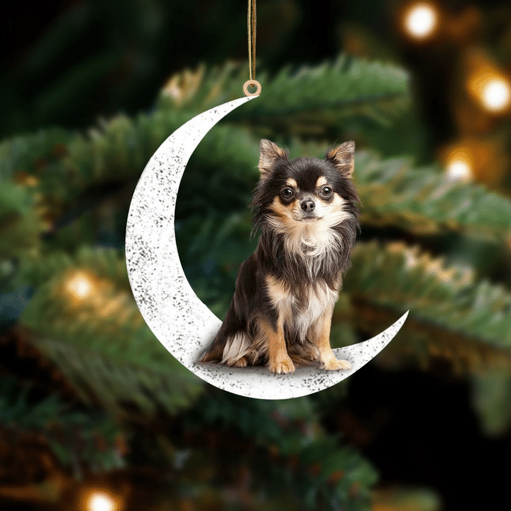 Chihuahua 1-Sit On The Moon-Two Sided Ornament