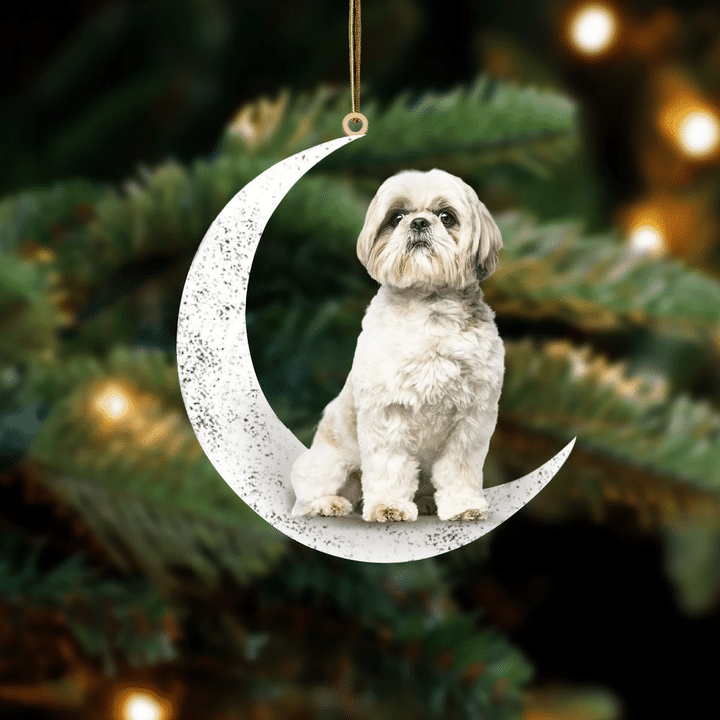 Shih Tzu 2-Sit On The Moon-Two Sided Ornament