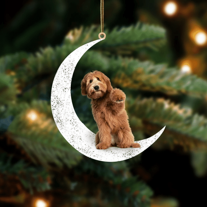 Labradoodle 3-Sit On The Moon-Two Sided Ornament