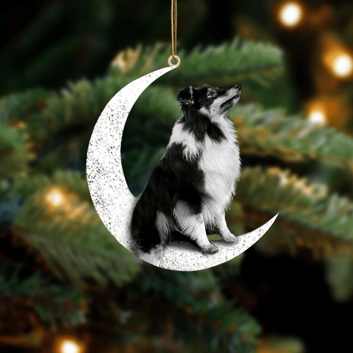 Bi Black Sheltie-Sit On The Moon-Two Sided Ornament