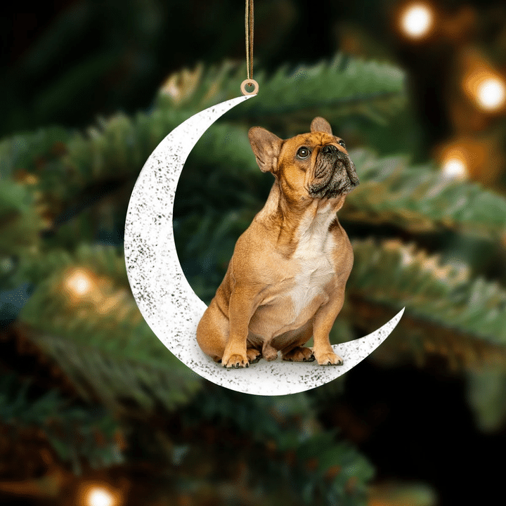 French Bulldog 1-Sit On The Moon-Two Sided Ornament