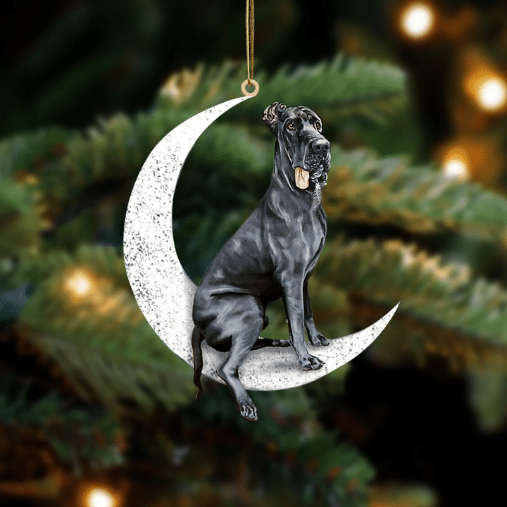 Great dane-Sit On The Moon-Two Sided Ornament