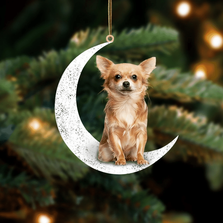 Chihuahua 4-Sit On The Moon-Two Sided Ornament