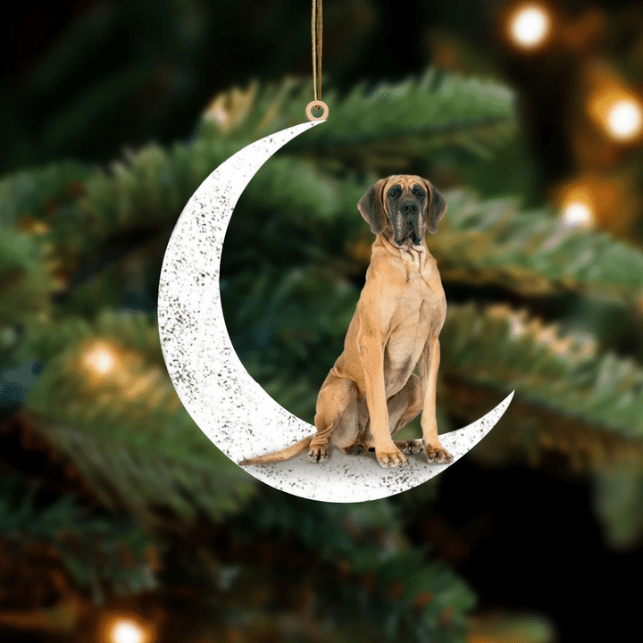 Great Dane 2-Sit On The Moon-Two Sided Ornament