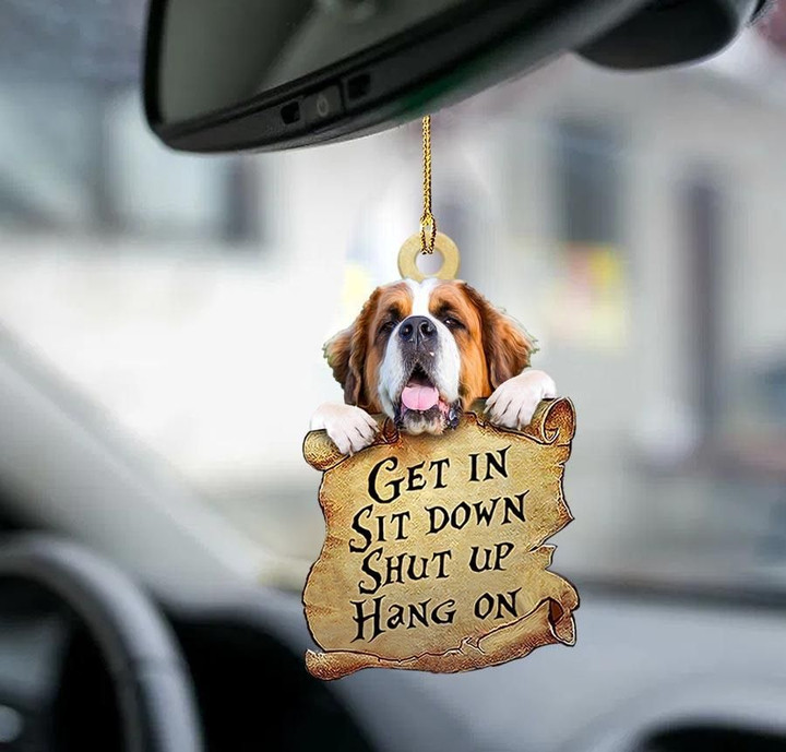 St bernard get in two sided ornament