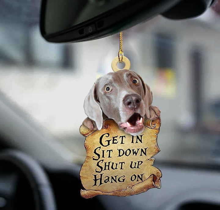 Weimaraner get in two sided ornament