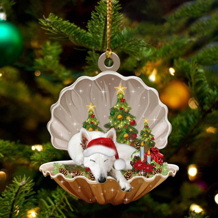 White German Shepherd-Sleeping Pearl in Christmas Two Sided Ornament