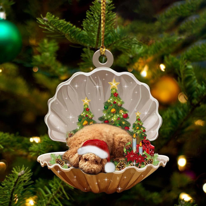 Poodle-Sleeping Pearl in Christmas Two Sided Ornament