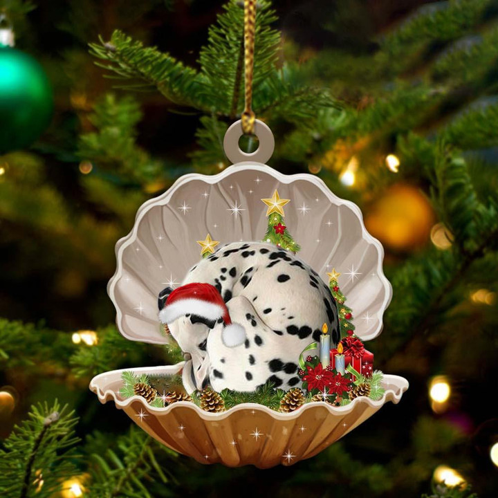 Dalmatian3-Sleeping Pearl in Christmas Two Sided Ornament