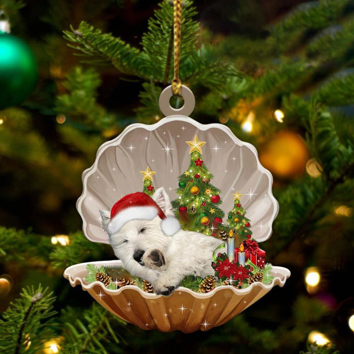 West Highland White Terrier-Sleeping Pearl in Christmas Two Sided Ornament