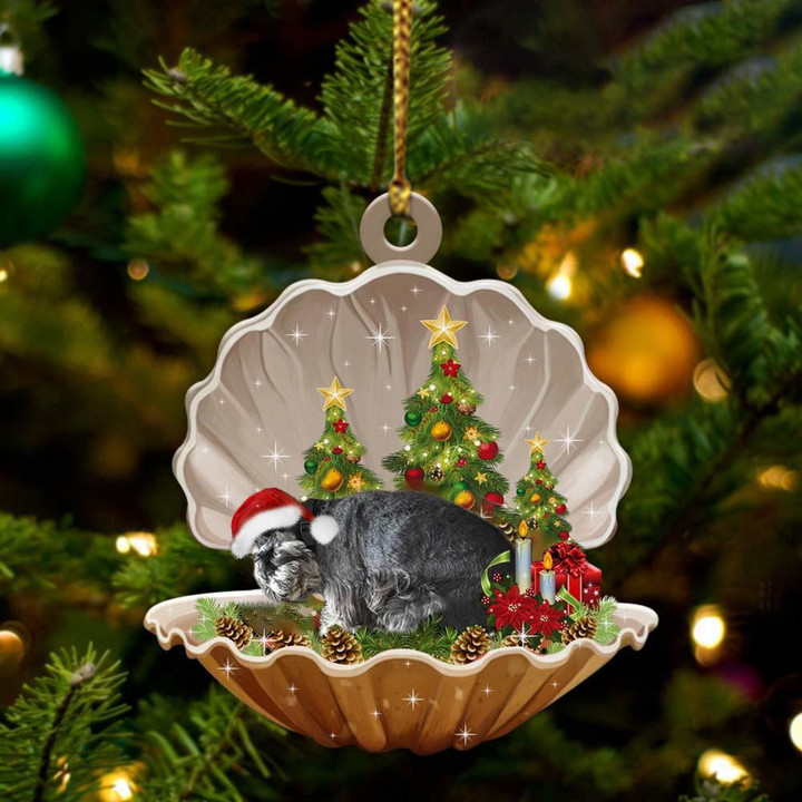 Standard Schnauzer-Sleeping Pearl in Christmas Two Sided Ornament