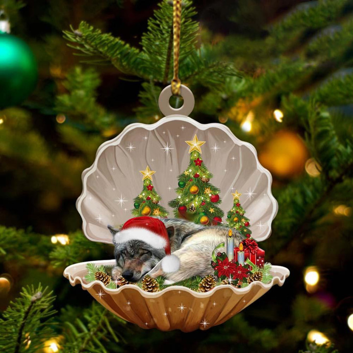 Wolf3-Sleeping Pearl in Christmas Two Sided Ornament