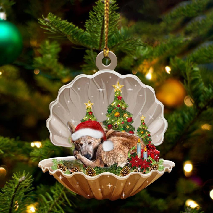 Heeler3-Sleeping Pearl in Christmas Two Sided Ornament