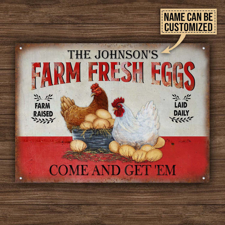 Personalized Chicken Farm Come Get 'Em Customized Vintage Metal Signs