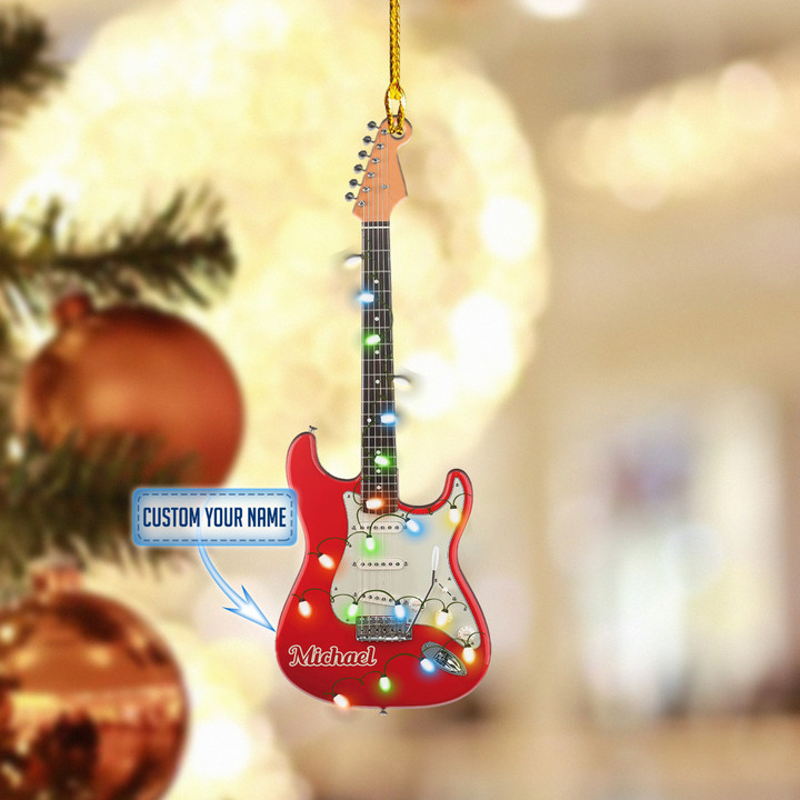 Personalized Red And White Electric Guitar XS0511015YC Ornaments