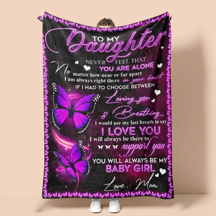 To My Daughter Love You From Mom Butterfly Purple Blanket