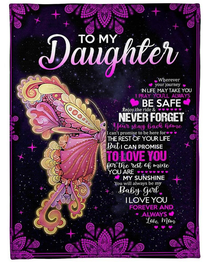 To My Daughter Forever Love From Mom Butterfly Blanket