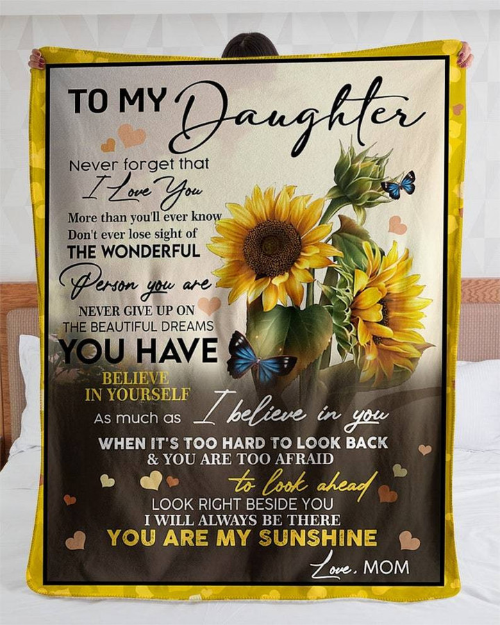 To My Daughter Love From Mom Sunflower Sunshine Blanket