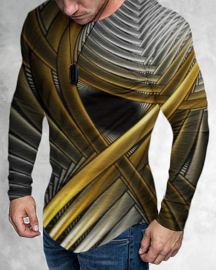 Men's Casual Long Sleeved Creative Pattern T-shirt