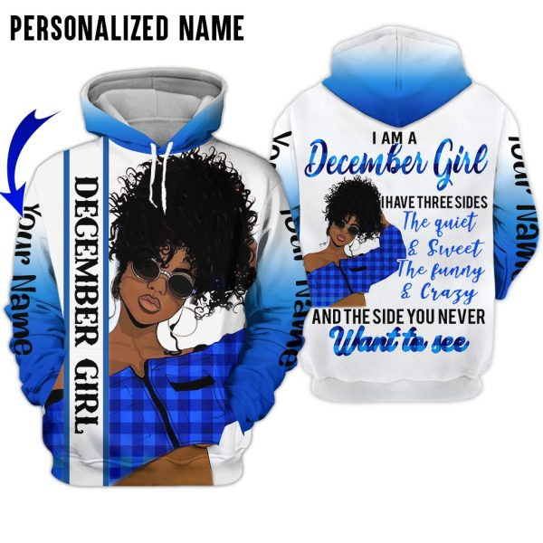 Personalized Name Black December Girl 3D All Over Printed Clothes DHML190812