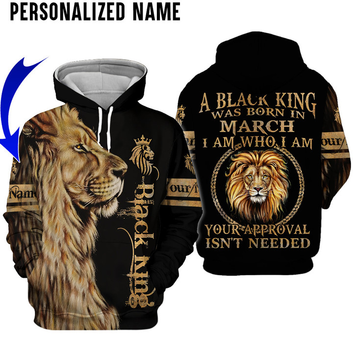 Personalized Name Black King Was Born in March Lion 3D All Over Printed Clothes DHLL080904
