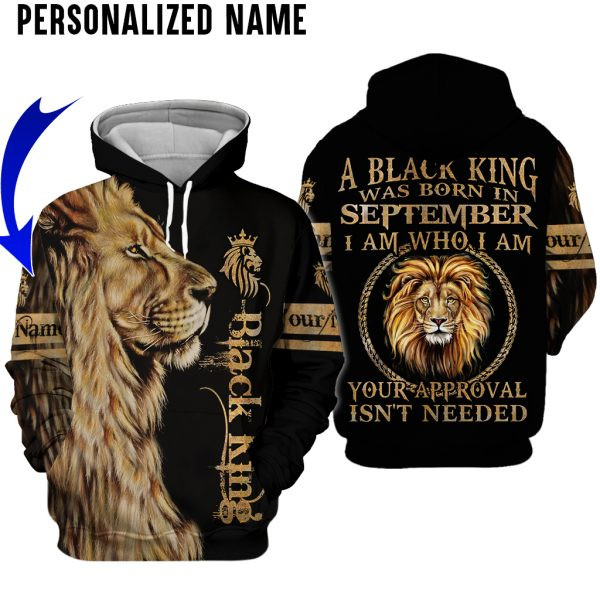 Personalized Name Black King Was Born in September Lion 3D All Over Printed Clothes DHLL080909