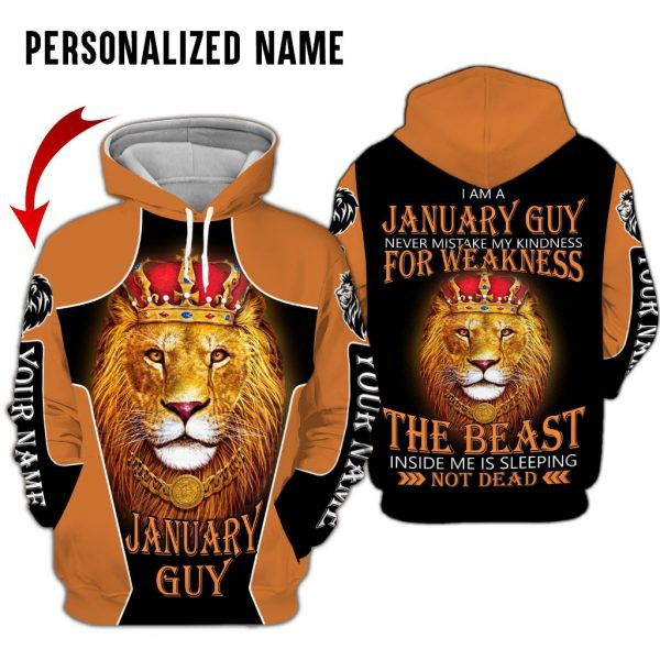 Personalized Name January Lion Guy 3D All Over Printed Clothes NQMA260101