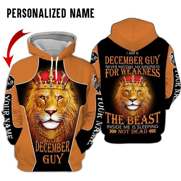Personalized Name December Lion Guy 3D All Over Printed Clothes NQMA260112