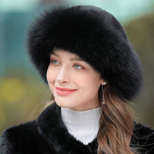 Fashion sweet and cute mink fox fur braided real hair warm thick fisherman hat basin hat