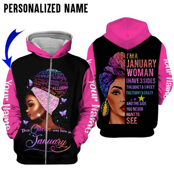 Personalized Name Black January Girl 3D All Over Printed Clothes HUTD100904