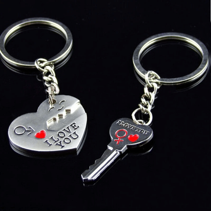 🎁 New Year SALE - 49% OFF 🎁Pcs/Set Fashion Heart Key Ring Silver Color Letter I Love You Couple Key Chain Key Heart Shape Jewelry Valentine's Day Gift