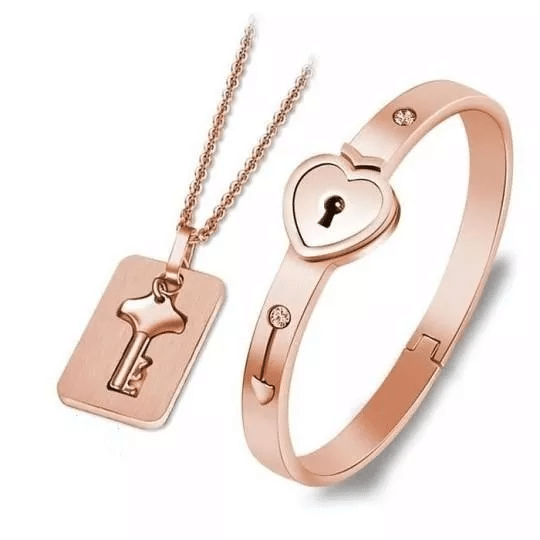 Heart Lock Bracelet Key Necklace
