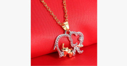 Mommy And Baby Elephant Pendant Necklace