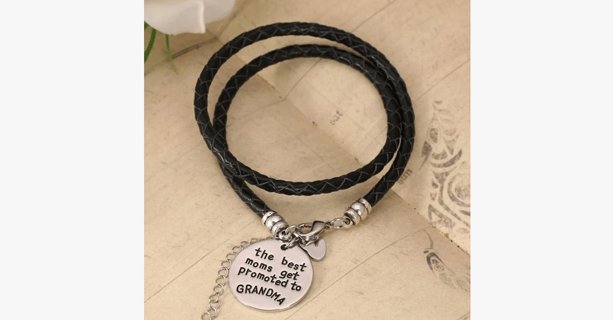 The Best Moms Get Promoted to Grandma - Handstamped Bracelet