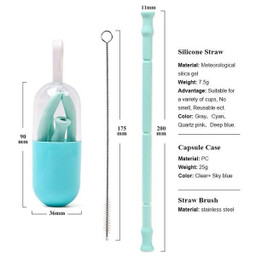 Reusable Silicone Straw With Case